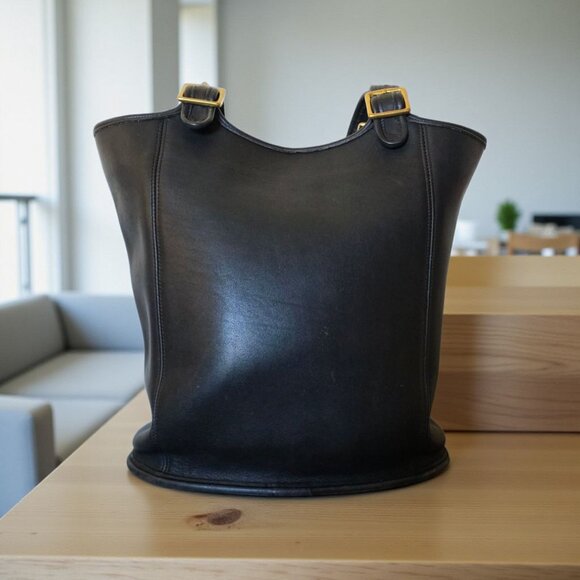 Vintage COACH LEGACY LARGE SHOPPER Black Leather Shoulder Bag Purse 9090 USA - Picture 2 of 16